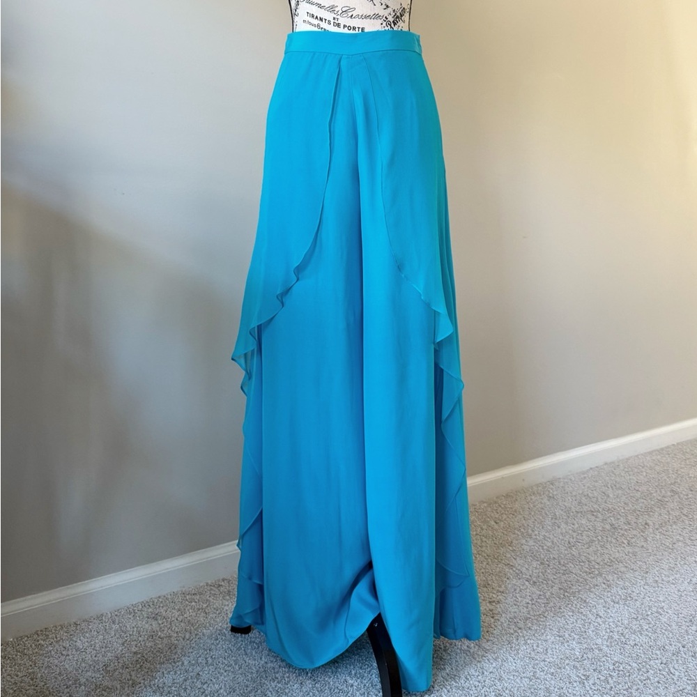 Mark + James by Badgley Mischka turquoise silk flowy wide leg pants